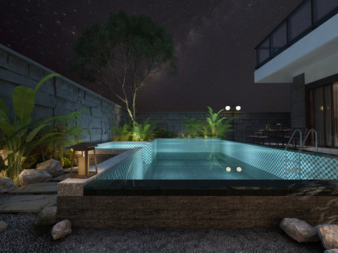 Modern Courtyard Pool Garden