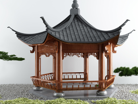 New Chinese Hexagonal Pavilion Gardening Sits