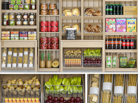 Modern shopping mall shelf food