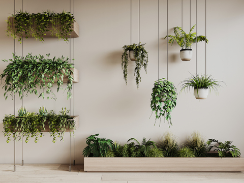 Plant wall hanging basket plant pile