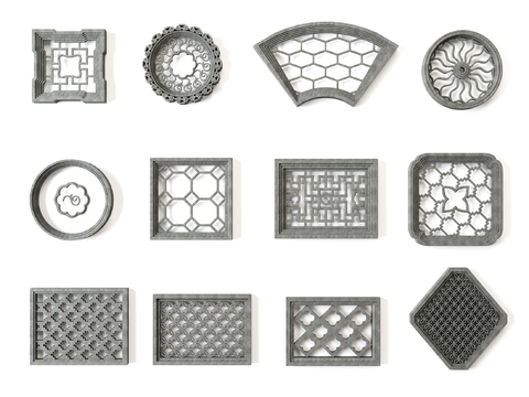 Chinese style garden stone window grilles wall decoration