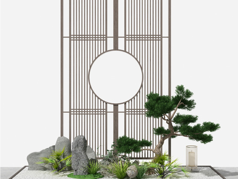 New Chinese-style rockery pine sketch