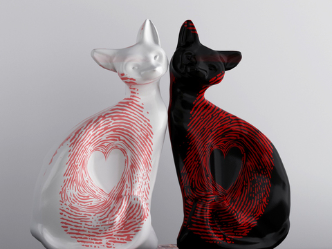 Modern black and white cat ornaments