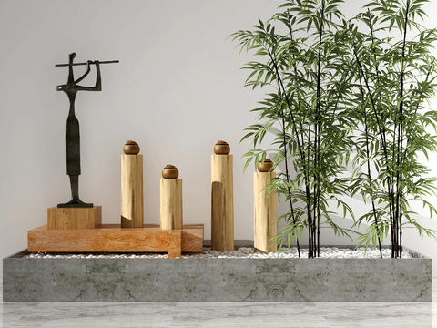 New Chinese bamboo sculpture gardening sketch