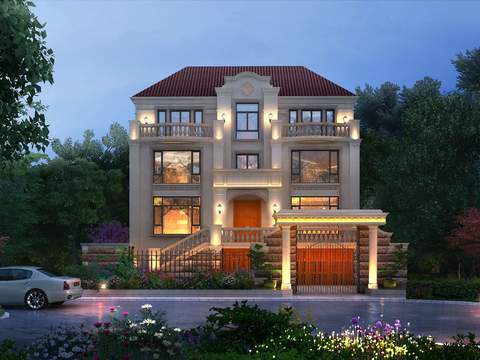 Modern single-family villa building appearance psd