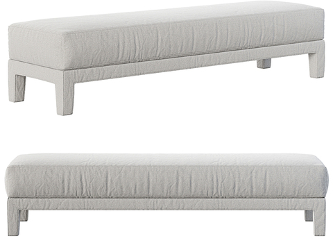 Meridiani modern light gray fabric sofa stool