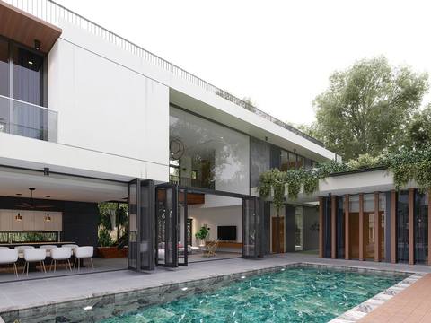 Modern Villa Garden Open Air Pool