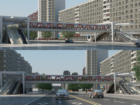 Modern Crossing Pedestrian Overpass