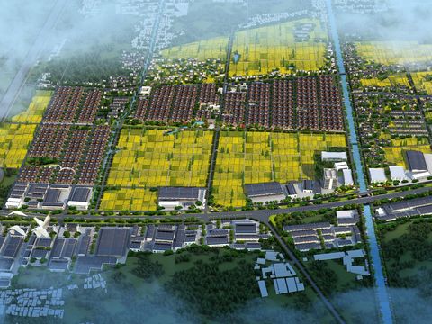 new chinese residential building bird's eye view psd