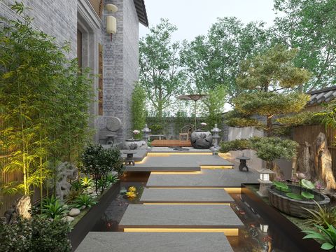 New Chinese-style Villa Courtyard