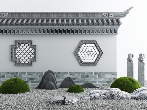 New Chinese Courtyard Archway Landscape Wall