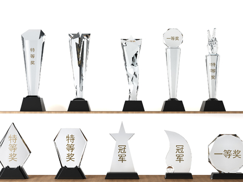 Modern Crystal Glass Trophy Ornament Combination