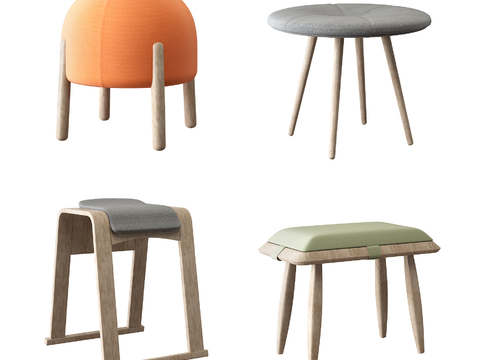 Nordic Solid Wood Low Stool Combination