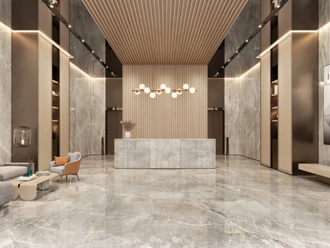 Modern Hotel Lobby Front Desk