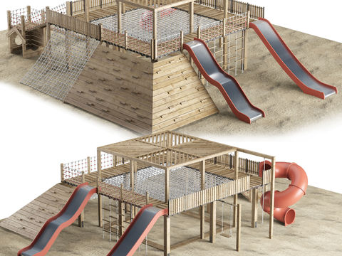 Modern playground climbing slide combination