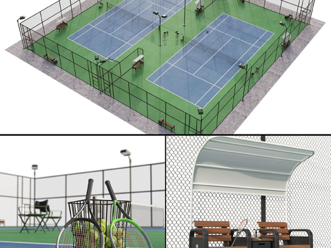 Modern outdoor tennis court