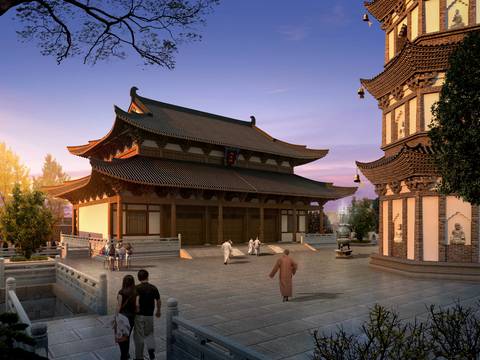 Chinese Ancient Temple PSD