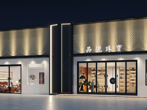 New Chinese Jewelry Store Facade Door Head