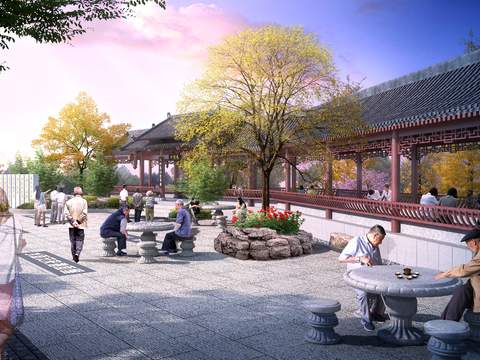 chinese park landscape psd