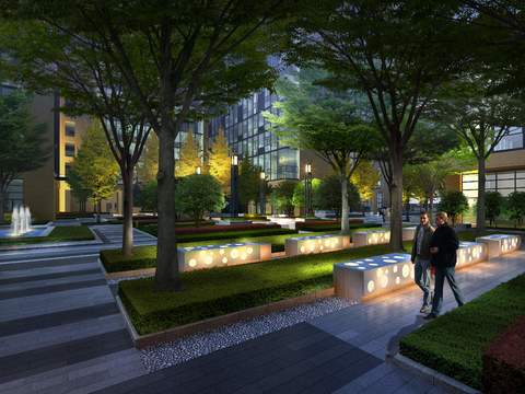 modern square park night view psd