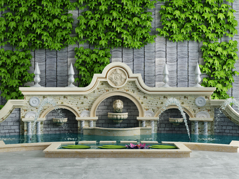 European-style creeper lotus pond fountain water feature