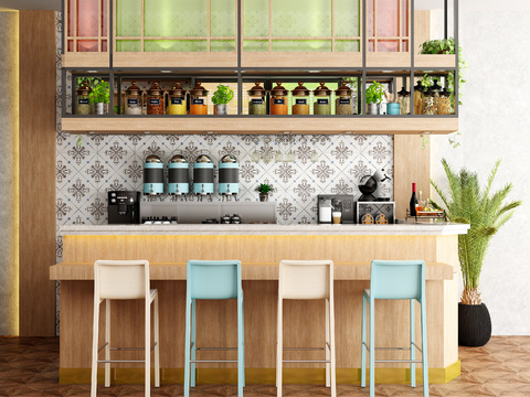 Modern Milk Tea Coffee Shop Work Bar