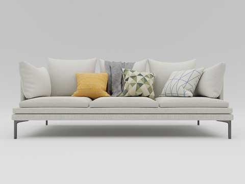 Modern Simple White Fabric Metal Couch Free