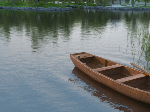 Modern Wooden Boat Lake View