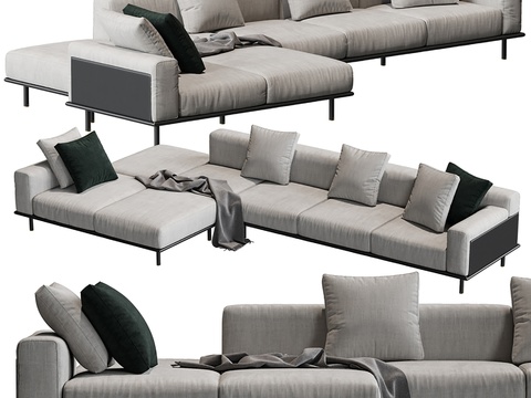 Meridiani modern fabric corner multi-person sofa