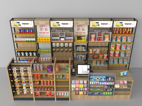 Convenience store shelf snack cabinet cashier