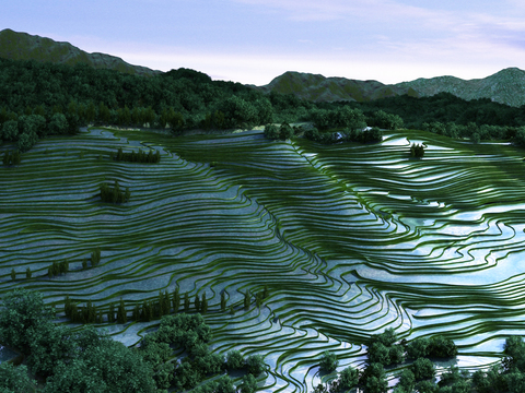 Modern Mountain Terrace Landscape