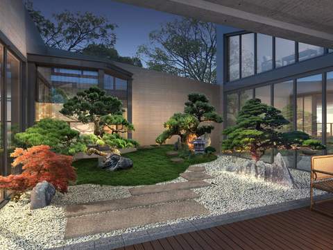 modern courtyard landscaping psd