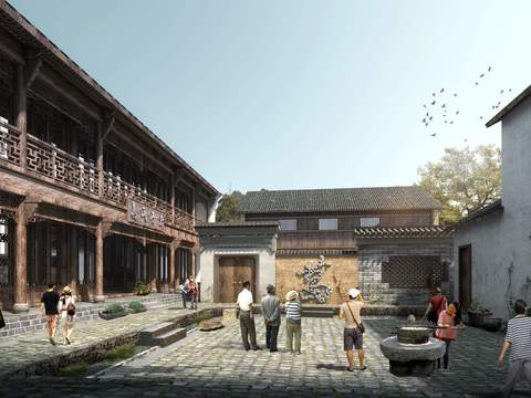 chinese ancient building hall psd