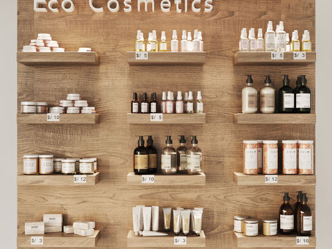 modern solid wood cosmetics store shelf