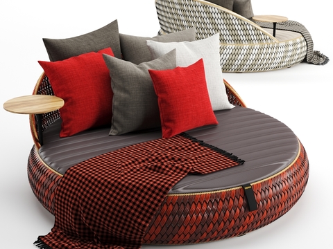 Modern leather round bed