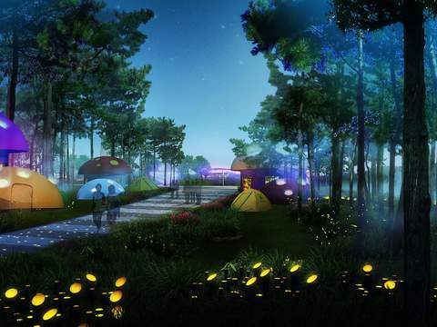 modern park landscape lights night view psd