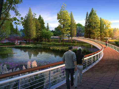 modern river bridge landscape psd