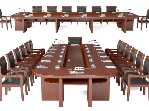 Modern Solid Wood Conference Table and Chair