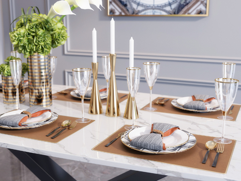 Modern Affordable Luxury Style Tableware Ornaments Combination