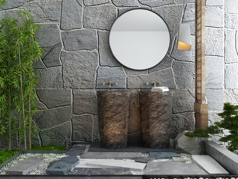 Neo-Chinese Style Outdoor Toilet Washbasin