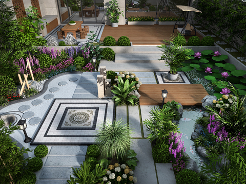 New Chinese-style Villa Courtyard