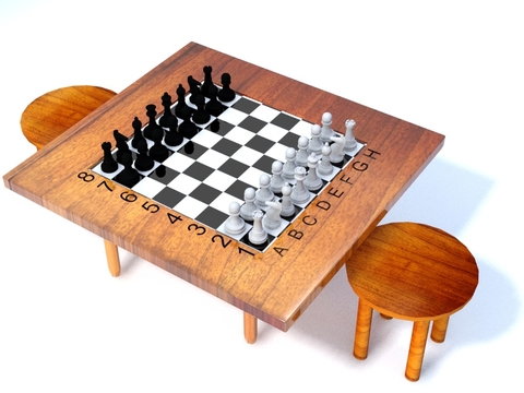 Modern Chess Table and Chair