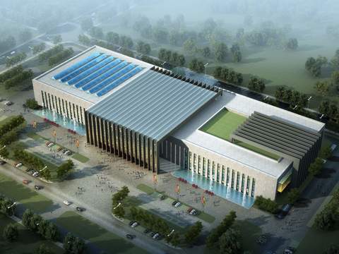 modern exhibition center architectural appearance psd