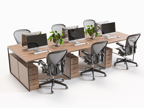 Modern office desk and chair card position