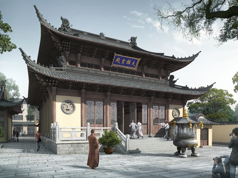 Neo-Chinese Style Chinese Ancient Architecture appearance psd