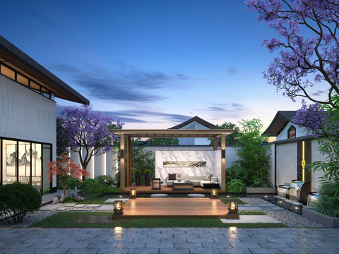 New Chinese-style Villa Courtyard