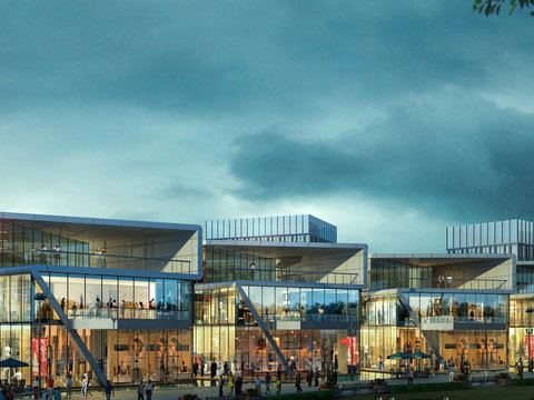 Appearance of modern commercial street shopping center