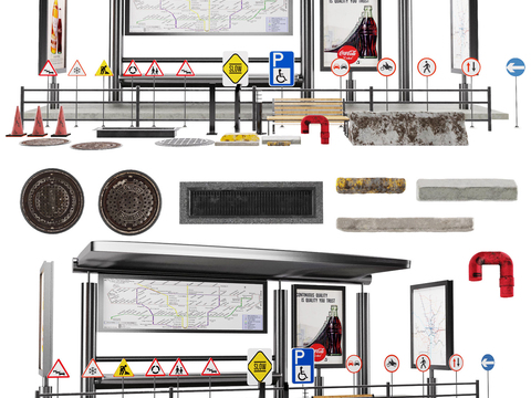 Modern traffic warning sign guide sign