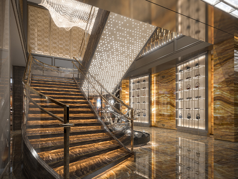 Modern Hotel Lobby Stairway