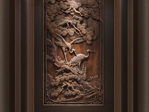 Crane relief carving